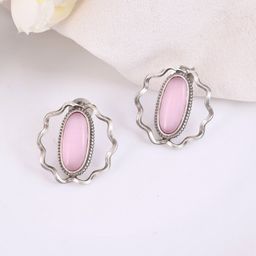 DASTOOR Silver-Plated Contemporary Oxidised Stud Earrings-image-91