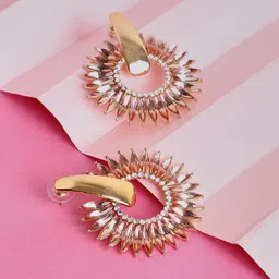 SOHI Gold-Toned Gold Plated Contemporary Studs Earrings-image-16