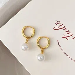 MYKI Gold Plated Stainless Steel Beaded Hoop Earrings-12