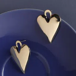 SOHI Gold-Plated Heart Shaped Studs Earrings-16