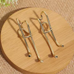 SOHI Gold-Plated Contemporary Drop Earrings-73