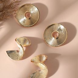 SOHI Set Of 2 Gold-Plated Contemporary Stud Earrings-30