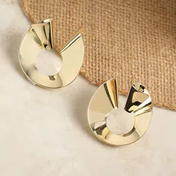 SOHI Gold-Plated Contemporary Studs Earrings-5