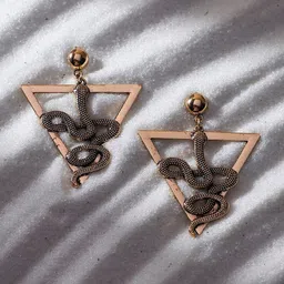 SOHI Gold-Plated Contemporary Drop Earrings-44