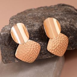 SOHI Rose Gold-Plated Contemporary Drop Earrings-33