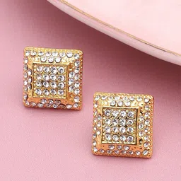 SOHI Gold-Plated Contemporary Studs Earrings-69