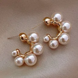 SALTY Artificial Beads-Beaded Half Hoop Earrings-39