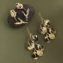 SOHI One-Of-A-Kind Gems Standout Set Of 2 Gold-Plated Contemporary Drop Earrings-25