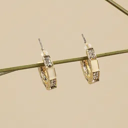 SOHI Gold-Plated Contemporary Half Hoop Earrings-16