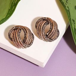 SOHI Gold-Plated Stone-Studded Contemporary Studs Earrings-54