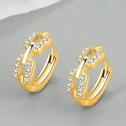 MYKI Gold-Plated Stainless Steel Cubic Zirconia Studded Circular Hoop Earrings-52