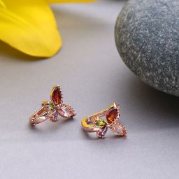 SOHI Gold-Toned Contemporary Drop Earrings-image-65