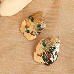 SOHI Gold-Toned Artificial Stones Stud Earrings-56