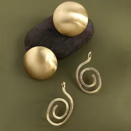 SOHI Set Of 2 Gold-Plated Contemporary Studs Earrings-46