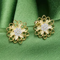 GIVA 925 Silver Golden Blooming Flower Stud Earrings-picture-30