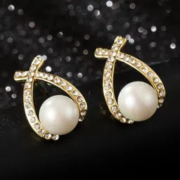 Jewels Galaxy Gold-Plated Contemporary Studs Earrings-3