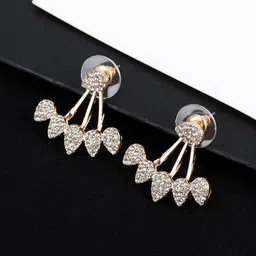 Jewels Galaxy Gold-Plated Leaf Shaped Contemporary Drop Jacket Earrings-51