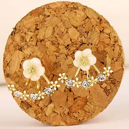 Jewels Galaxy Gold-Plated Floral Shaped Drop Jacket Earrings-50