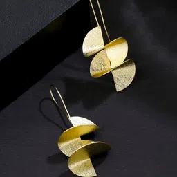 Yellow Chimes 925 Sterling Silver Gold-Plated Contemporary Drop Earrings-7
