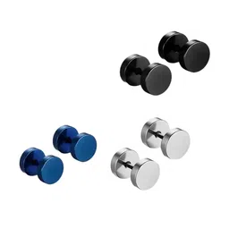 KARISHMA KREATIONS Set Of 3 Silver-Plated Contemporary Studs Earrings-12