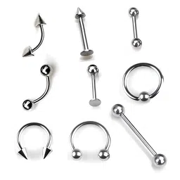 KARISHMA KREATIONS Set Of 9 Silver-Plated Contemporary Studs Earrings-15