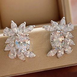 Designs & You Silver Plated American Diamond Studded Contemporary Studs Earrings-7