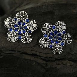 justpeachy Silver-Toned Contemporary Studs Earrings-image-51