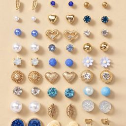 Jewels Galaxy Set Of 15 Gold-Plated Contemporary Studs Earrings-29