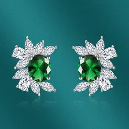 Designs & You Silver-Plated CZ-Studded Stud Earrings-42