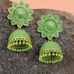 Crunchy Fashion Gold-Plated Dome Shaped Jhumkas Earrings-image-27