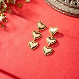 Niscka Gold-Plated Heart Shaped Drop Earrings-18