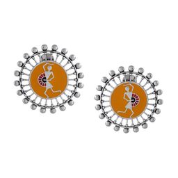 Voylla Silver-Plated Warli Contemporary Studs Earrings-16