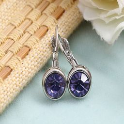 UNIVERSITY TRENDZ Silver-Plated Contemporary Crystal Studded Drop Earrings-image-9