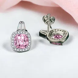 Designs & You Silver Plated Cubic Zirconia Studded Studs Earrings-18