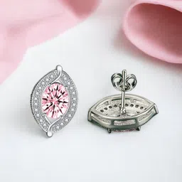 Designs & You Silver-Plated Cubic Zirconia Studded Contemporary Studs Earrings-53