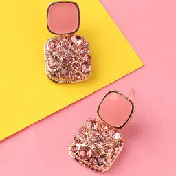 DressBerry Pink Gold-Plated Contemporary Drop Earrings-image-48