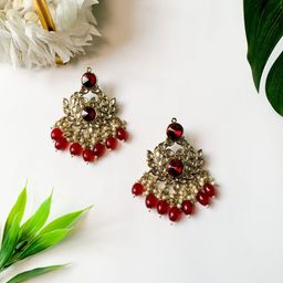 I Jewels Gold-Plated Kundan Studded Contemporary Chandbali-image-75