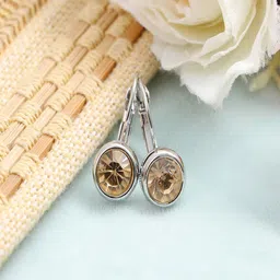 UNIVERSITY TRENDZ Gold-Plated Crystal-Studded Contemporary Drop Earrings-98