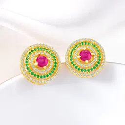 Peora Gold-Plated Contemporary Cubic Zirconia Studs-18
