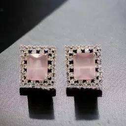 The Pari Rhodium-Plated American Diamond Studded Contemporary Studs-image-81