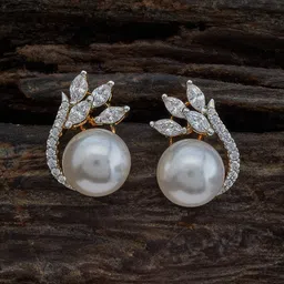Kushal's Fashion Jewellery Rhodium-Plated Cubic Zirconia Studded Studs Earrings-picture-0