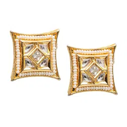 Shining Jewel - By Shivansh Gold-Plated Cubic Zirconia Studded Contemporary Studs-image-100