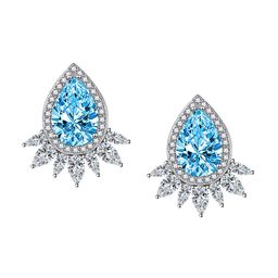 Designs & You Silver-Plated Cubic Zirconia-Studded Teardrop Shaped Studs Earrings-4