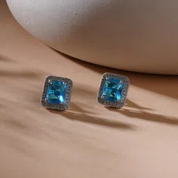 Ruby Raang Silver-Plated Geometric-Shaped Studs Earrings-2