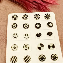 FEMMIBELLA Set of 10 Circular Studs Earrings image 1