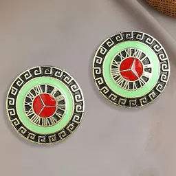 OOMPH Meenakari Enamel Circular Studs Earrings-13