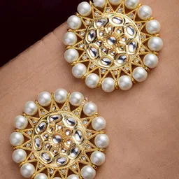 PANASH Gold-Plated Circular Studs Earrings-12