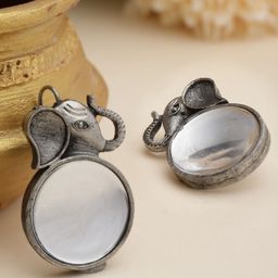 Moedbuille Silver-Plated Crystals Studded Lord Ganesha Contemporary Oxidised Studs-16