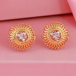 Estele Gold-Plated Circular Studs Earrings-15