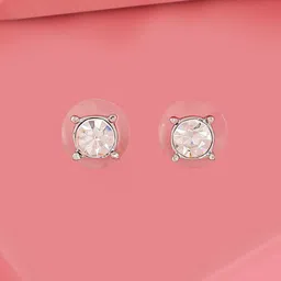 Estele Silver Plated Circular Crystal Studs Earrings-image-9
